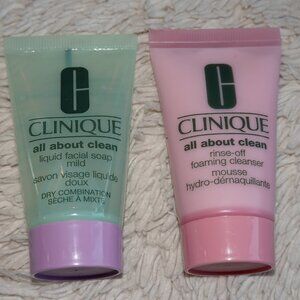 Clinique All About Clean Liquid Facial Soap Mild AND Rinse-Off Foaming Cleanser